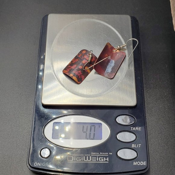 Sterling Silver & Copper Unique Pattern Dangle Earrings - Picture 5 of 5